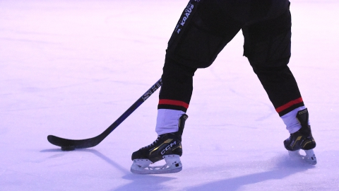 Ein Eishockeyspieler im Eisstadion in FFB (Archivbild)