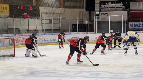 Bully vor dem Tor der Zwoaten im Spiel gegen den TSV Schliersee "die Renken" in Miesbach